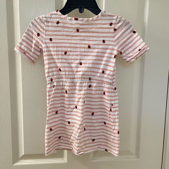 Old Navy Pink Striped Ladybug Dress Cotton Girls Size 5T - Picture 7 of 9